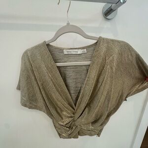 Bishop + Young Metallic Gold Crop Top